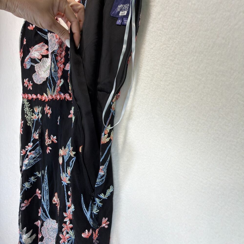 Marchesa Notte Black Embroidered Butterfly Gown Mermaid Formal Dress - Picture 8 of 12